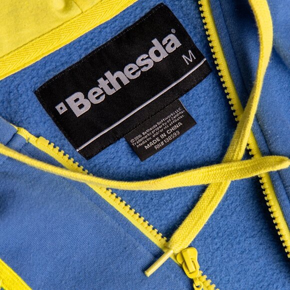 RARE Bethesda Limited Edition Fallout 4 Vault 111 Zip Up Blue Hoodie Medium 2015 - Picture 6 of 6